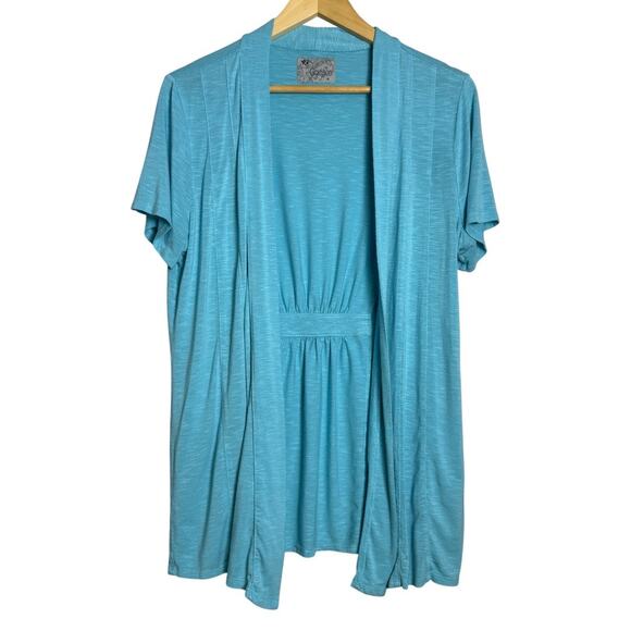 GRAYSON Short Sleeved Cardigan/Tee. Blue/Aqua. Size: M - Picture 1 of 5